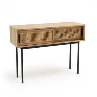 La Redoute Interieurs Eiken console, gefineerd, deuren met rieten panelen WASKA
