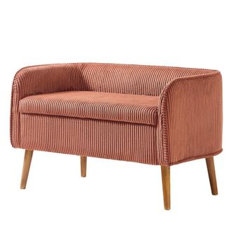 Nordlys Banco estilo escandinavo en madera y terciopelo terracota