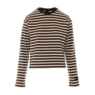 Pinko Pinko - Gestreepte Longsleeve T-shirt - Dames - Tops - Bruin - Maat: M