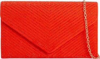 Girly HandBags Womens Diamante Evening Clutch Bag Suede Look Sparkly Medium Orange