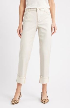 Wit & Wisdom High Waist Fray Hem Jeans in Blanched Almond at Nordstrom Rack, Size 14