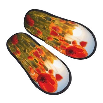 Generic Papaver Flower Women Men Slippers Warm Shoes Lightweight Sliders For Outdoor Bedroom Indoor L