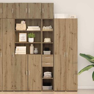 vidaXL Slim Storage Cabinet with Drawer Artisan oak 30 x 42.5 x 225 cm Vidaxl
