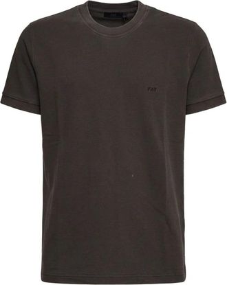 Fay Piqu&eacute; Katoenen T-shirt - Heren - T-shirts - Bruin - S - Katoen - Tops