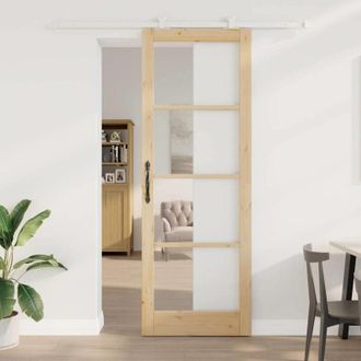 vidaXL Puerta Deslizante Orkdal Marr&oacute;n 83 X 232 Cm Madera Y Metal Vidaxl