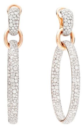 POMELLATO Iconica Diamond Hoop Earrings in Rose Gold at Nordstrom