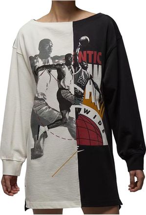 Nike Jordan (WMNS) Air Jordan Flight Printed Long-Sleeved Dress Asia Sizing Sail White Black IO3101-133