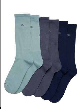Calvin Klein Mens Basic Cushion Crew 6-Pack Socks - Multi