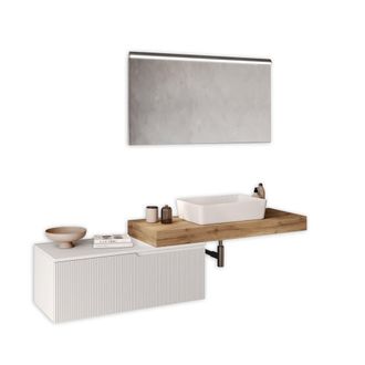 Aquadesign Mueble de ba&ntilde;o 4 piezas en mdf roble/blanco