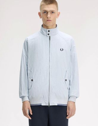 Fred Perry Mens Fred Perry Crinkle Harrington Jacket - Blue - Size: 38/Regular