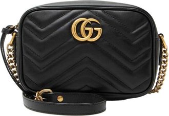 Gucci Black Leather Matelasse Gg Marmont Mini Camera Bag (Authentic Pre-Loved)
