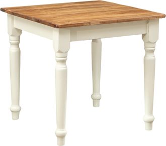 Biscottini International Biscottini - Mesa Fixo De Estilo Country De Madera Maciza De Tilo Armaz&oacute;n Blanco Envejecido Acabado Con Efecto Natural 80x80x78 Cm