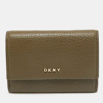 DKNY Dkny Olive Green Leather Flap Compact Wallet