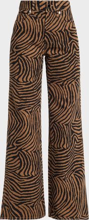 Veronica Beard Kasey Tiger Wide-Leg Jeans