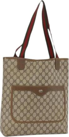Gucci Pre-owned Vintage GG Canvas Tote - Dames - Vintage Shopper - Beige - ONE Size - Leer - Vintage
