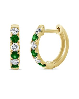 Sabrina Designs 14K 0.52 Ct. Tw. Diamond & Emerald Huggie Earrings