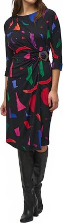 Joseph Ribkoff Abstract Print Midi Sheath Dress In Black/multi