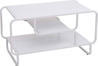 Hhg Mesa de centro HHG 168, mesa de salón, industrial, 3 estantes, metal, 45 x 80 x 40 cm, blanco