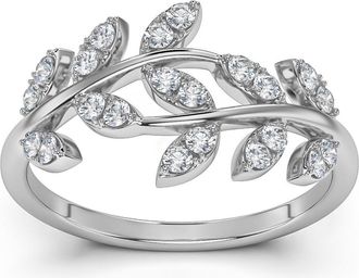 Pompeii3 1/3Ct Diamond Wedding Stackable Ring Vine Petal Leaf White Yellow or Rose Gold