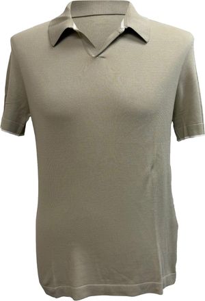 Jil Sander Knitted Short Sleeve polo Shirt in Beige Cotton