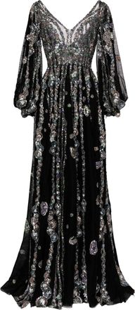 Saiid Kobeisy beaded tulle gown - women - Polyester - 36 - Black