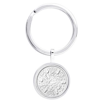Generic Milestone Year 90th Birthday Keyring Sixpence, 1936, Authentic Vintage Coin Gift, Meaningful Keepsake for Men and Women
