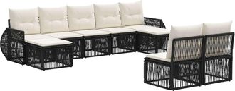 vidaXL Conjunto De Sof&aacute;s De Jard&iacute;n 9 Uds. Negro Y Blanco Crema Vidaxl