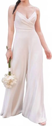 Justin Alexander Kennedy Wide Leg Crepe Jumpsuit In Ivory