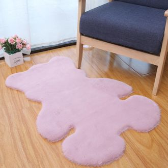 OEM Alfombra De Peluche Con Dise&ntilde;o De Oso Adorable, Tapete De Felpa Artificial Con Estampado De Dibujos Animados, Manta Para Mesita De Noche Para Dormitor