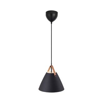 Nordlux Modern Indoor Pendant Light Black Metal E27 Brown & Black Strap - Mains Powered, IP20