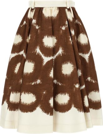 Prada Brown Cotton Midi Womens Skirt