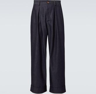 King & Tuckfield Roll Cuff high-rise denim wide-leg pants