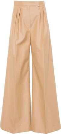 Max Mara pleat-detailing palazzo pants - women - Cotton - 40 - Neutrals