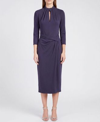 Giorgio Armani Abito midi a tubino in misto viscosa a maniche lunghe