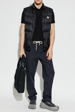 Moncler Polo With Logo Patch, Mens, Black