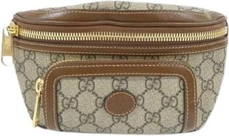Gucci Pre-owned GG Supreme Canvas Leather Waist Bag - Dames - Vintage Heuptassen - Bruin - ONE Size - Leer - Vintage