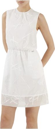 A|X Armani Exchange Logo Jacquard Jurk - Dames - Korte kleedjes - Wit - 2XS - Kleedjes