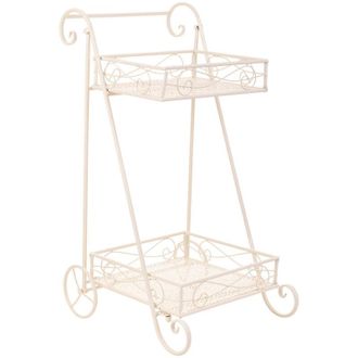 Wanderlust Deco Wanderlust Deco - Carrito 2 Baldas Para Macetas De Forja Blanco 40x34x76
