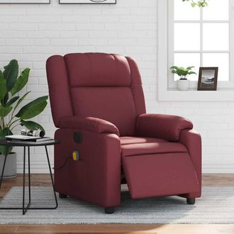 vidaXL Vidaxl - Sill&oacute;n Masaje Reclinable El&eacute;ctrico Cuero Sint&eacute;tico Rojo Tinto