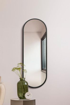 MirrorOutlet Black Metal Framed Double Arched Wall Mirror (160CM X 55CM) | Size: 1 Pack