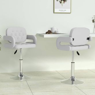 vidaXL Vidaxl - Sillas De Comedor Giratorias 2 Unidades Cuero Sint&eacute;tico Blanco