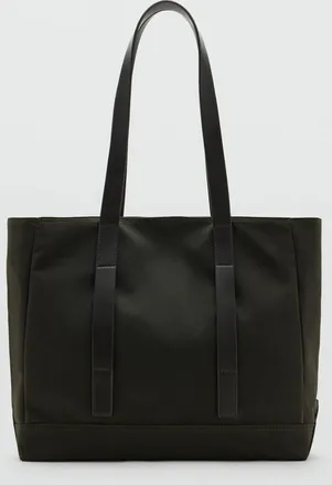 Mango Borsa tote effetto cerato kaki - Uomo - Taglia unica - MANGO MAN