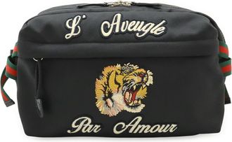 Gucci Black Green Navy Red Color Canvas Fanny Pack (Pre-Owned)