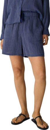 Eileen Fisher Organic Cotton Gauze Drawstring Shorts in Deep Dive at Nordstrom, Size Xx-Small