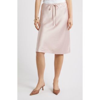 Open Edit Drawstring Satin Skirt in Pink Sepia at Nordstrom, Size Xx-Small