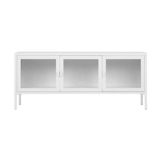 Moloo de TV con 3 puertas de cristal acero blanco 130 cm