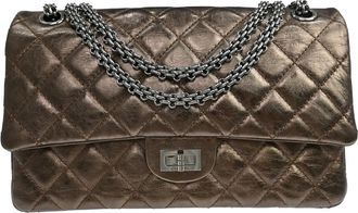 Chanel Reissue 2.55 Flap Quilted Metallic Aged Calfskin Brown Leather Handbag (Pre-Owned)