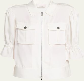 Cinq &agrave; Sept Holly Short-Sleeve Sateen Jacket
