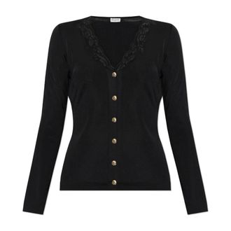 Balmain C&aacute;rdigan con ribete de encaje - Knitwear - Mujer - Negro - M