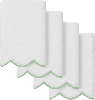 Linum Home Textiles 100% Turkish Cotton Adornia Scallop 4Pc Fingertip Towel Set